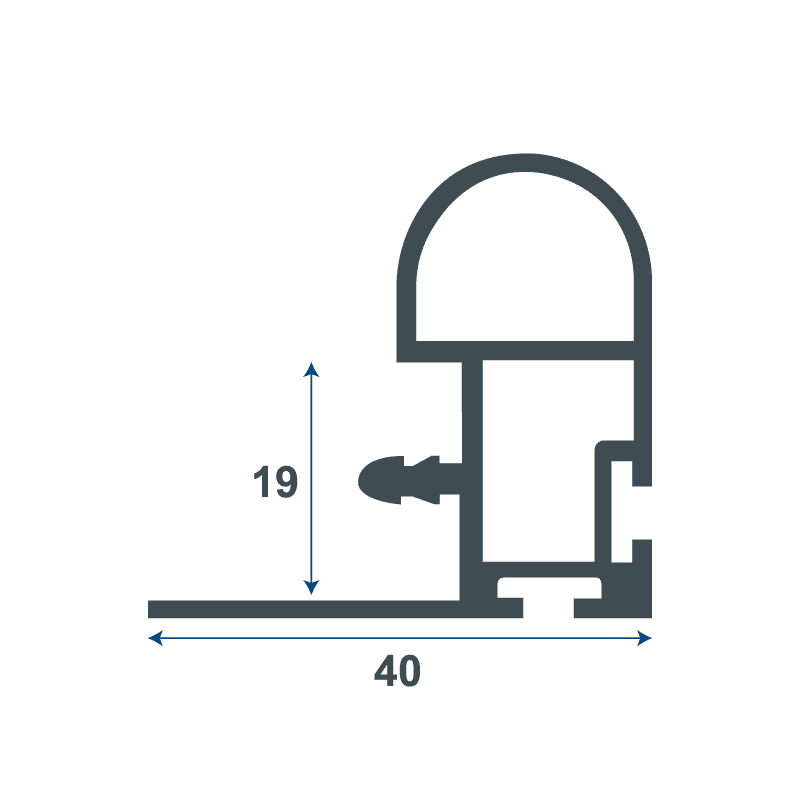 Aluminium P Type Built-in Handle - Teknik Çizim