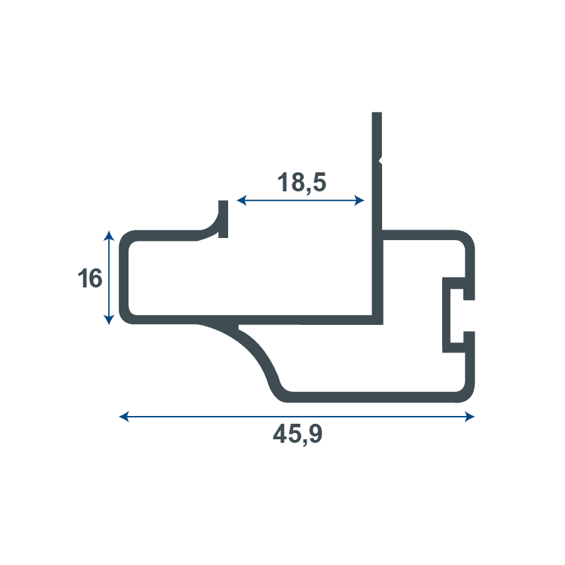 Aluminium Recessed Type Size Handle - Teknik Çizim