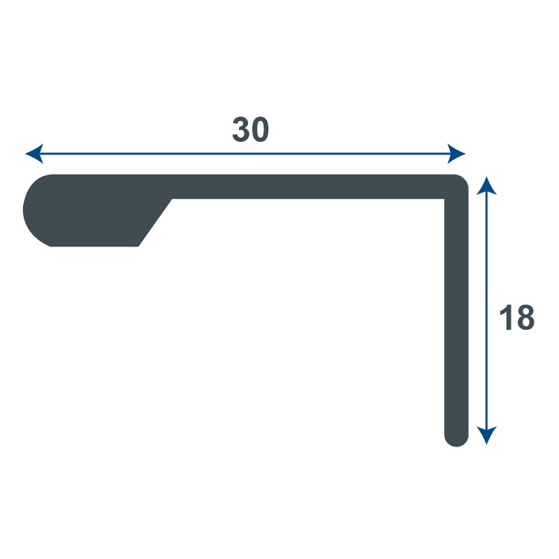 Aluminium L Type Integrated Size Handle - Teknik Çizim