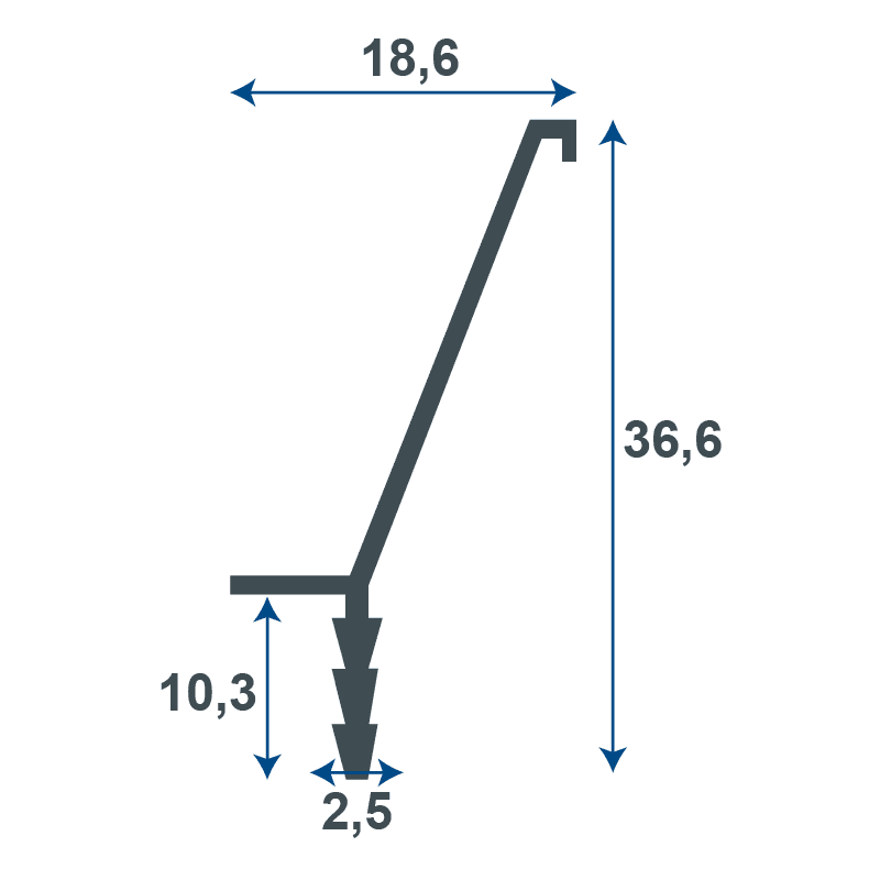 Mâner subțire curbat încastrat cu tragere - Teknik Çizim