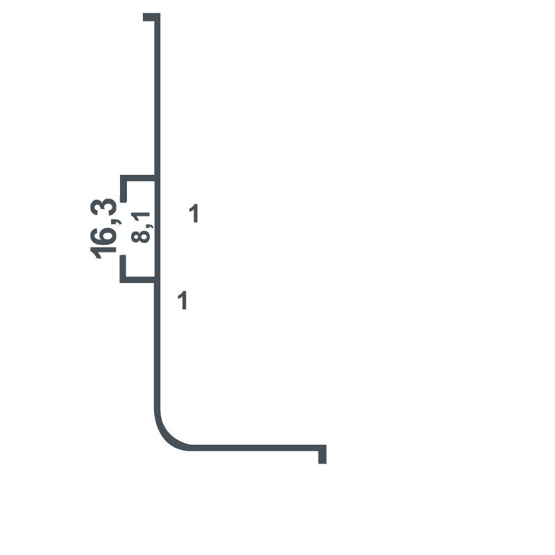Gola Type Hidden Aluminium Handle - Teknik Çizim